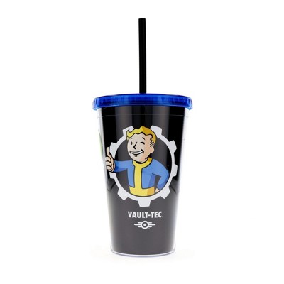 Just Funky Fallout "Welcome Home" Vault-Tec Carnival Cup With Straw | Holds 18 Ounces