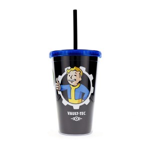 Just Funky Fallout "Welcome Home" Vault-Tec Carnival Cup With Straw | Holds 18 Ounces - 1 of 4