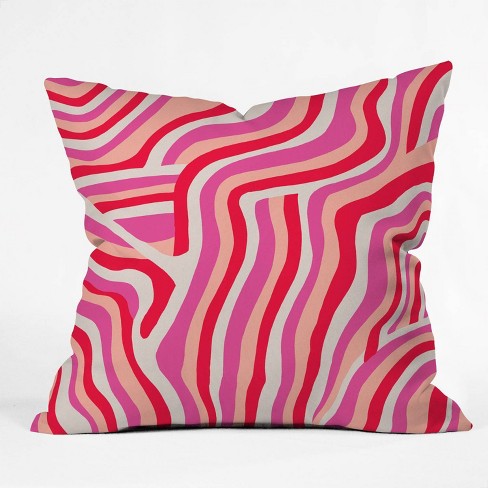 Tall Pink And Gold With Bow Shoes, Pink Stripe Throw Pillow By