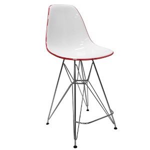 LeisureMod Cresco Mid Century Modern Acrylic Counter Height Barstool with Chrome Base – Ideal for Kitchens and Dining Rooms - 1 of 4