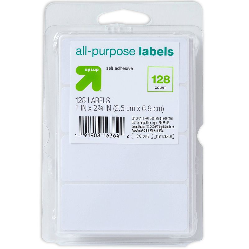 128ct 1&#34;x2.75&#34; Rectangular Labels White - up &#38; up&#8482;, 1 of 4