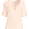 Lands' End Women's Elbow Sleeve Slub Lace Trim T-Shirt - 3 of 4
