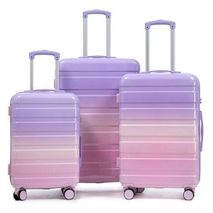 Cesicia 20"/24"/28" 3 pcs/set in PC Spinner Wheel Luggage with Combination Lock, Gradient Color - 1 of 4