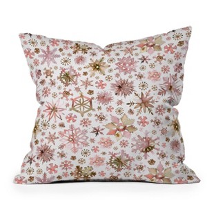 16"x16" Ninola Design Snowflakes Watercolor Square Throw Pillow Pink - Deny Designs: Indoor Abstract Decor, Machine Washable - 1 of 4