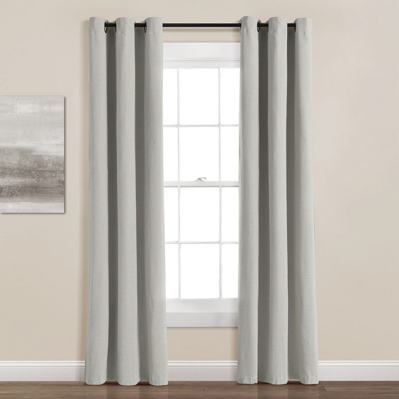 Home Boutique Insulated Grommet Blackout Linen Window Curtain Panel Light Gray Single 38X84, 1 of 2
