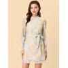 Allegra K Women's Elegant Ruffle Crew Neck Formal Elegant Mini Floral Lace Dress - 3 of 4