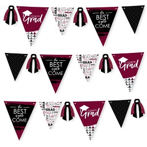 Big Dot of Happiness 30 Piece Maroon Graduation Party Pennant Triangle Banner - 1 of 4