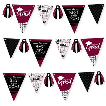 Big Dot of Happiness 30 Piece Maroon Graduation Party Pennant Triangle Banner