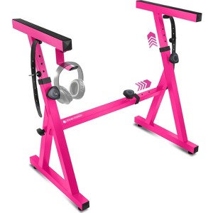 Liquid Stands Piano Keyboard Stand - Z Style Adjustable and Portable Heavy Duty Music Stand for Kids & Adults - Fits 54-88 Key Electric Pianos (Pink) - 1 of 4
