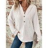 Clearlove Women's Long Sleeve Buttoned Pullover V-Neck Hoodie Drawstring Sweatshirt Shirt - 2 of 4