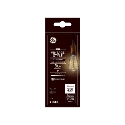 GE 5W 60W Equivalent LED Light Bulb Clear Glass Warm Candle Light Medium Base