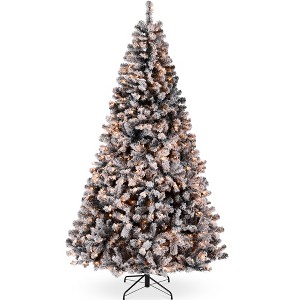 Best Choice Products Pre-Lit Black Christmas Pine Tree w/ Flocked Branches, Warm-White Lights - 1 of 4