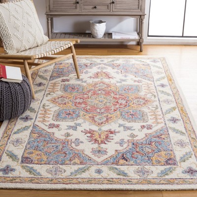 Ivory and Rust Hand-Tufted Wool 4' x 6' Area Rug