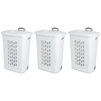 Sterilite White Laundry Hamper With Lift-Top, Wheels, And Pull Handle (6  Pack) 6 x 12228003 - The Home Depot