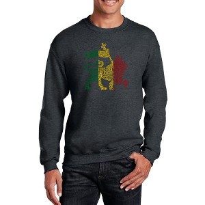 LA Pop Art Men's Word Art Crewneck Sweatshirt - Rasta Lion - One Love - 1 of 4