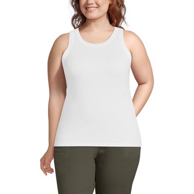 Lands' End Women's 2x2 Rib Crew Neck Tank Top