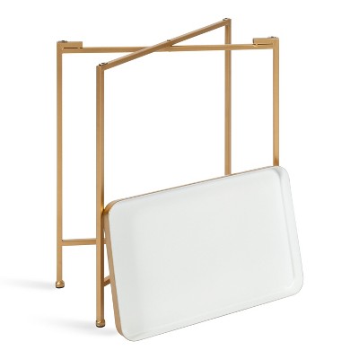 White and Gold Metal Foldable Tray Table