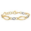 Black Bow Jewelry 14k Two Tone Gold, 8mm Polished & Diamond Cut Adj. Chain Bracelet - 3 of 4