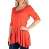 24seven Comfort Apparel Womens Elbow Sleeve Swing Tunic Top For Women - 2 of 4