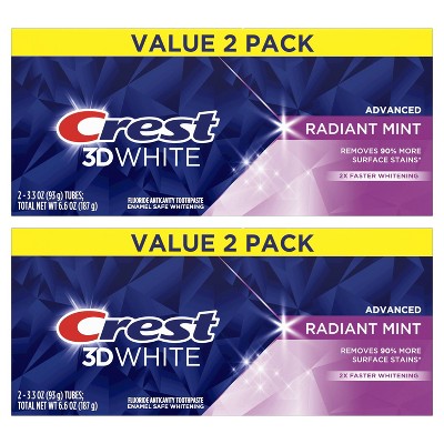 Crest 3d White Advanced Teeth Whitening Toothpaste - Radiant Mint - 3 ...