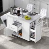 Kitchen Island with Drop Leaf and Tilt-Out Trash Cabinet, Rolling Cart with Door and Towel Bar, MDF Frame Kitchen Island-Coolbibila - 2 of 4
