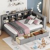 Streamdale Wooden Full Size DayBed with 2 Drawers, DayBed with Storage Shelf and USB Charging Ports, Grey - 2 of 4