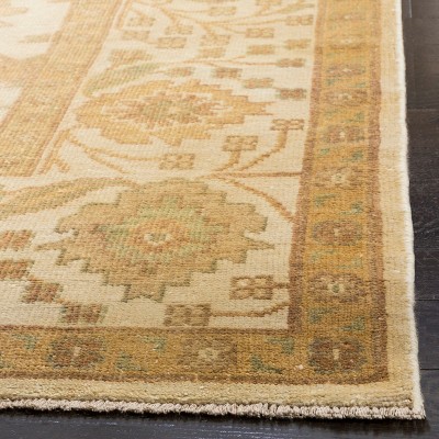 Elegant Ivory Hand-Knotted Wool Oushak Area Rug, 8' x 10'