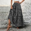 Womens High Waist Maxi Skirts Floral Tiered Skirts with Back Drawstring A-Line Flowy Ruffle Swing Tiered Long Beach Skirt Dress - 3 of 4