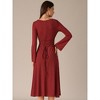 INSPIRE CHIC Women's Knit Midi A-Line Drawstring Back Square Neck Long Sleeve Dresses - 2 of 4