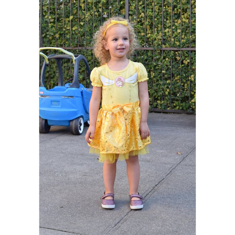 Disney Princess Belle Girls Cosplay Dress and Mesh Headband Toddler, 5 of 8