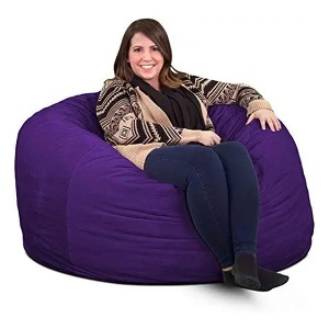 Ultimate Sack 4ft Bean Bag Chair, Oversized Comfortable Indoor Floor Lounger, Giant Foam-Filled Furniture for Relaxing, Purple Suede - 1 of 4
