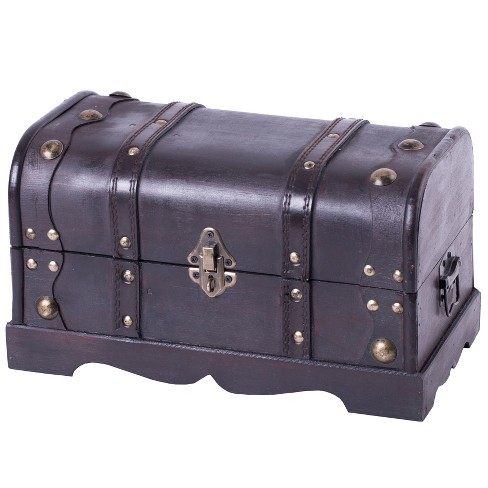 Vintiquewise Decorative Wooden Leather Suitcase