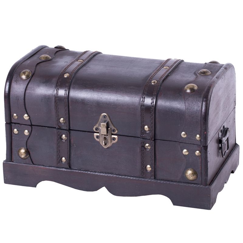 Vintiquewise Small Pirate Style Wooden Treasure Chest, 1 of 6