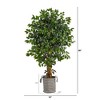 Nearly Natural 5.5-ft Palace Ficus Artificial Tree in Handmade Black and White Natural Jute and Cotton Planter - image 2 of 4