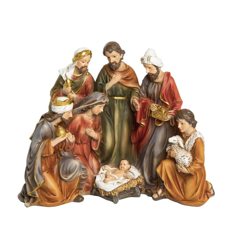 Transpac Resin 9 in. Multicolored Christmas Traditional Nativity Decor, 1 of 2