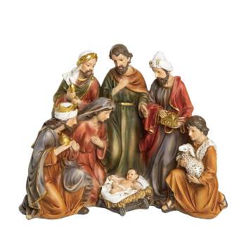 Transpac Resin 9 in. Multicolored Christmas Traditional Nativity Decor