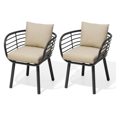 Crestlive Products Aluminum Patio Dining Chairs Outdoor Dining Armchair With Sunbrella