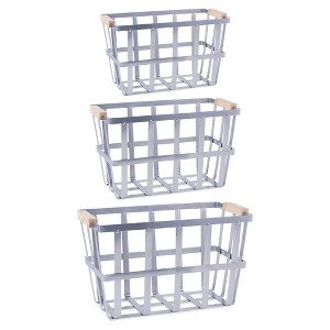 Asst Galvanized Metal Urban Modern Metal Basket Set/3 - 1 of 4