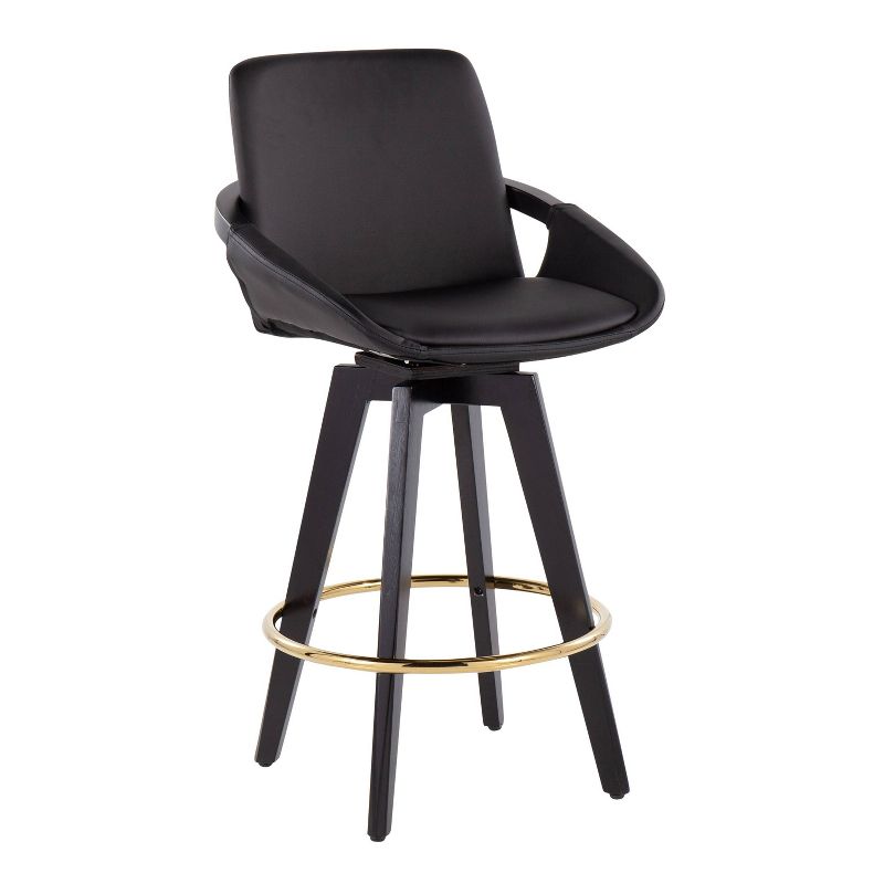 Set of 2 Cosmo PU Leather/Metal/Wood Counter Height Barstools Black/Gold - LumiSource, 2 of 10