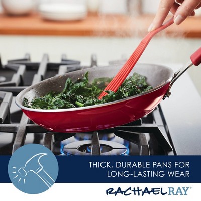 Red 10-Inch Aluminum Nonstick Frying Pan with Ceramic Coating