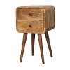 GDFStudio Newman Modern 21.65" Mango Wood Curved Nightstand with 2 Drawers - 2 of 4