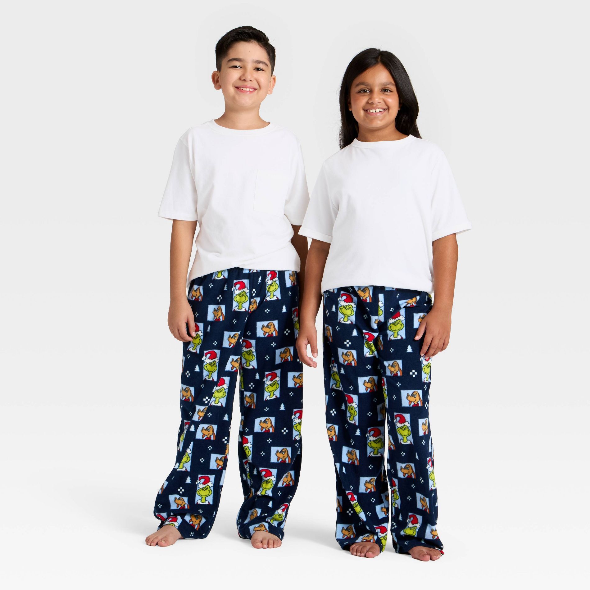 Kids' The Grinch Microfleece Holiday Matching Family Pajama Pants - Navy Blue