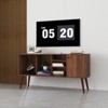 TiramisuBest TV Stand Living Room Cabinet One Storage Three Open Shelves Solid Wood Legs Media Console - 3 of 4