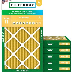 Filterbuy 14x25x2 Air Filter (6-Pack), Pleated MERV 11 Allergen Defense Replacement HVAC AC Furnace Filters (Actual Size: 13.50 x 24.50 x 1.75) - 1 of 4