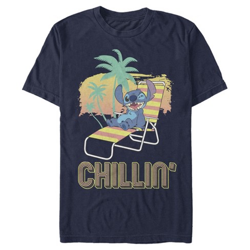 Disney Lilo And Stitch Chillin Men's Long Sleeve T-Shirt - Navy - L - Navy