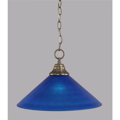Toltec Lighting Any 1 - Light Pendant in  Brushed Nickel with 16" Blue Italian Shade
