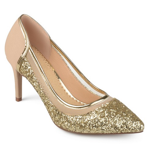 Journee Collection Womens Kalani Pointed Toe Mid Heel Pumps, Gold 6.5 ...