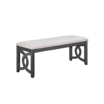 Furniture Gia 46" Solid Wood and Polyester Bench in Gray