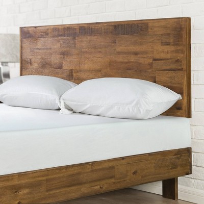 King Size Brown Wood Platform Bed Frame with Adjustable Headboard
