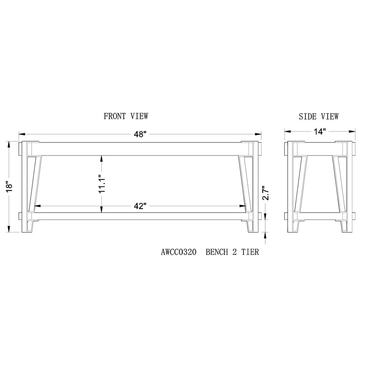 Alaterre Furniture 48" Ryegate Natural Brown Live Edge Solid Wood Bench Metal And Wood: Entryway, Bedroom Seating - thumbnail 6